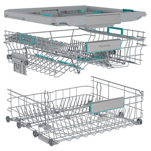 Hisense, 16 place settings, width 60 cm, grey - Free standing dishwasher