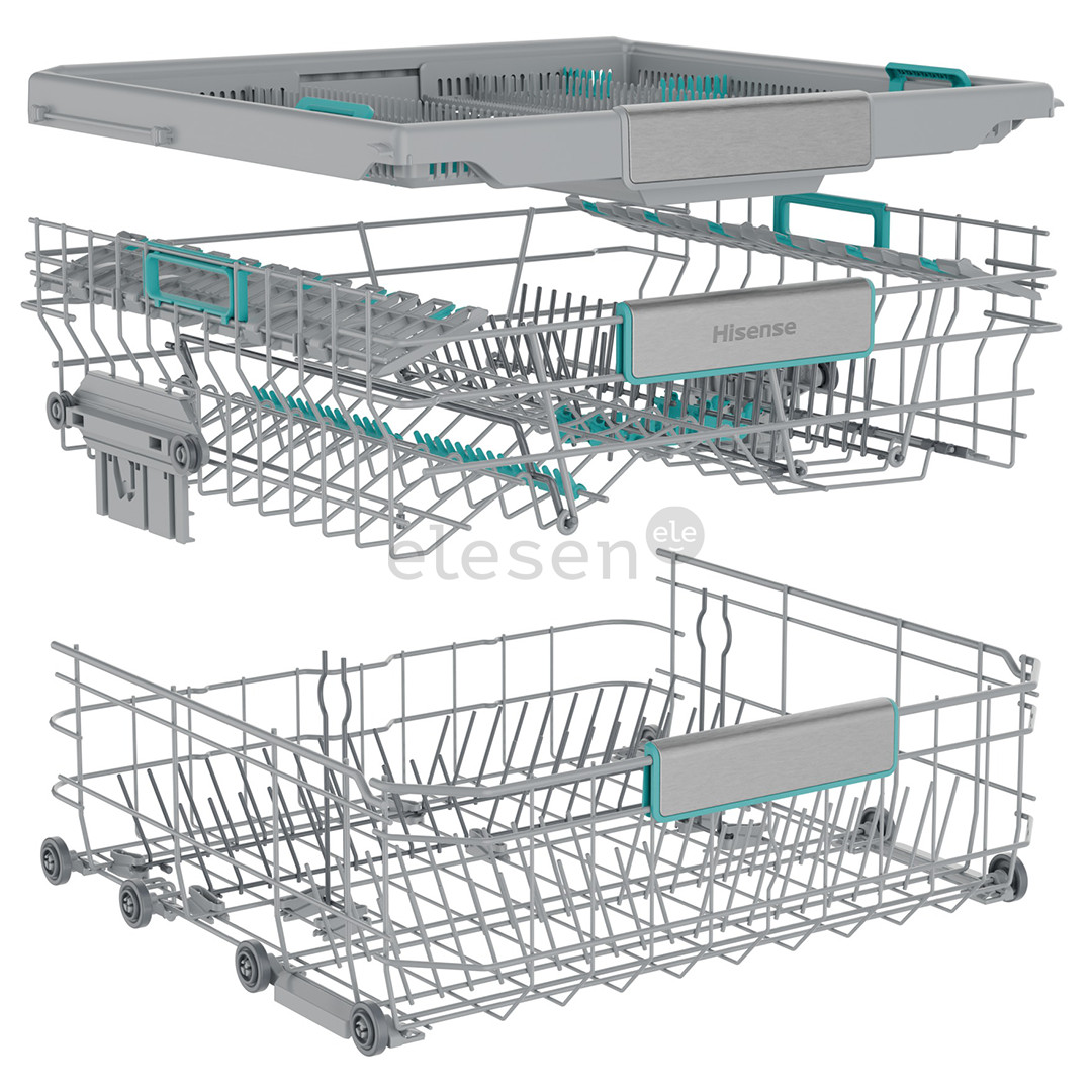 Hisense, 16 place settings, width 60 cm, grey - Free standing dishwasher