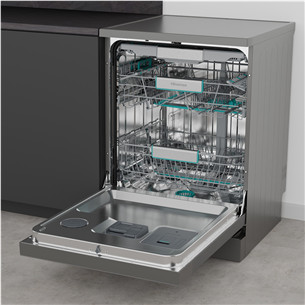 Hisense, 16 place settings, width 60 cm, grey - Free standing dishwasher