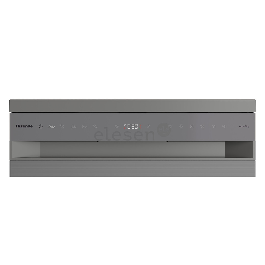 Hisense, 16 place settings, width 60 cm, grey - Free standing dishwasher