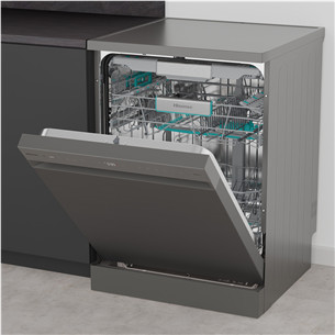 Hisense, 16 place settings, width 60 cm, grey - Free standing dishwasher