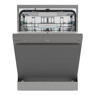 Hisense, 16 place settings, width 60 cm, grey - Free standing dishwasher