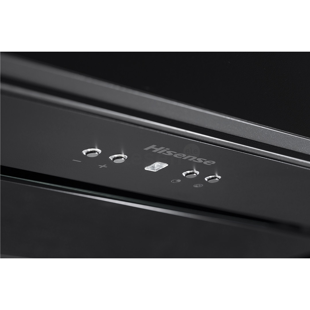 Hisense, 650 m³/val., plotis 60 cm, juodas - Įmontuojamas gartraukis