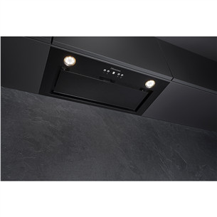 Hisense, 650 m³/val., plotis 60 cm, juodas - Įmontuojamas gartraukis