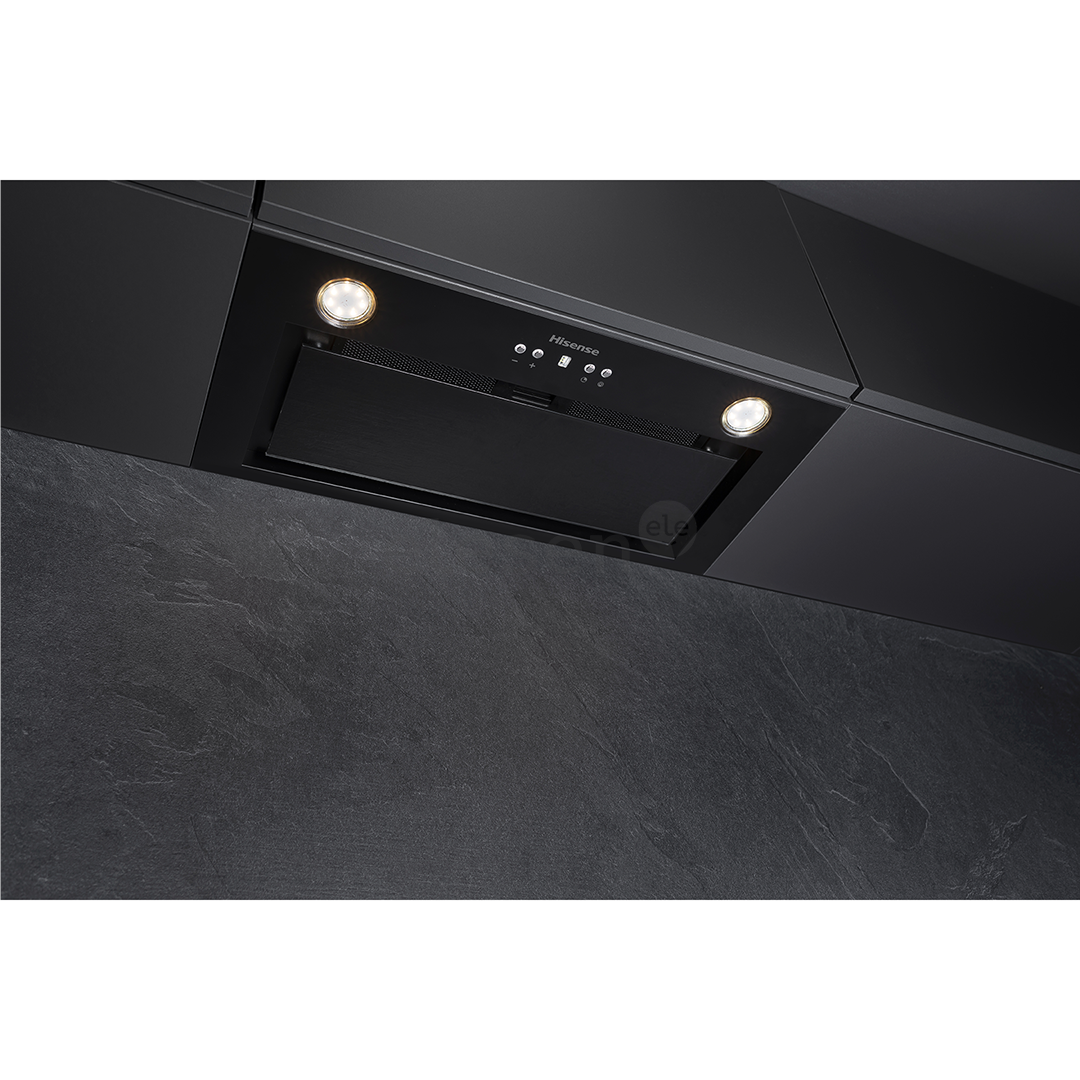 Hisense, 650 m³/h, width 60 cm, black - Built-in cooker hood