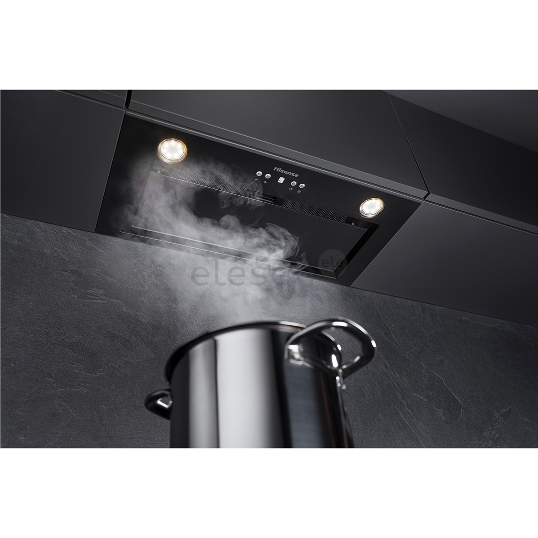Hisense, 650 m³/h, width 60 cm, black - Built-in cooker hood