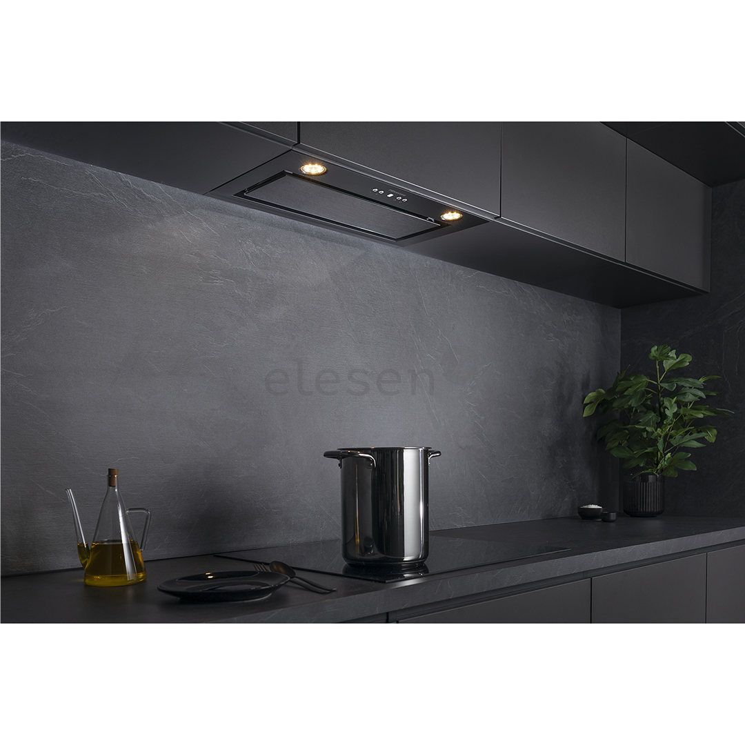 Hisense, 650 m³/h, width 60 cm, black - Built-in cooker hood