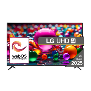 LG UHD AI UA75, 75'', 4K UHD, LED LCD, juodas - Televizorius 75UA75006LA.AEUQ