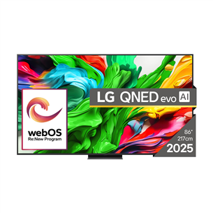 LG QNED86 evo AI, 86'', 4K UHD, QNED, Mini LED, черный - Телевизор 86QNED86A3A.AEU