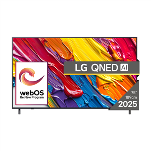 LG QNED82 AI, 75'', 4K UHD, QNED, juodas - Televizorius 75QNED82A3B.AEU