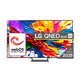 LG QNED93 evo AI, 65'', 4K UHD, QLED, Mini LED, juodas - Televizorius 65QNED93A6A.AEUQ