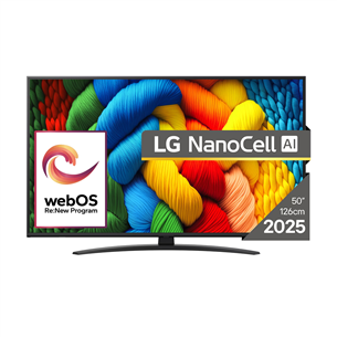 LG NANO81 AI, 50'', LED LCD, NanoCell, juodas - Televizorius 50NANO81A3A.AEU