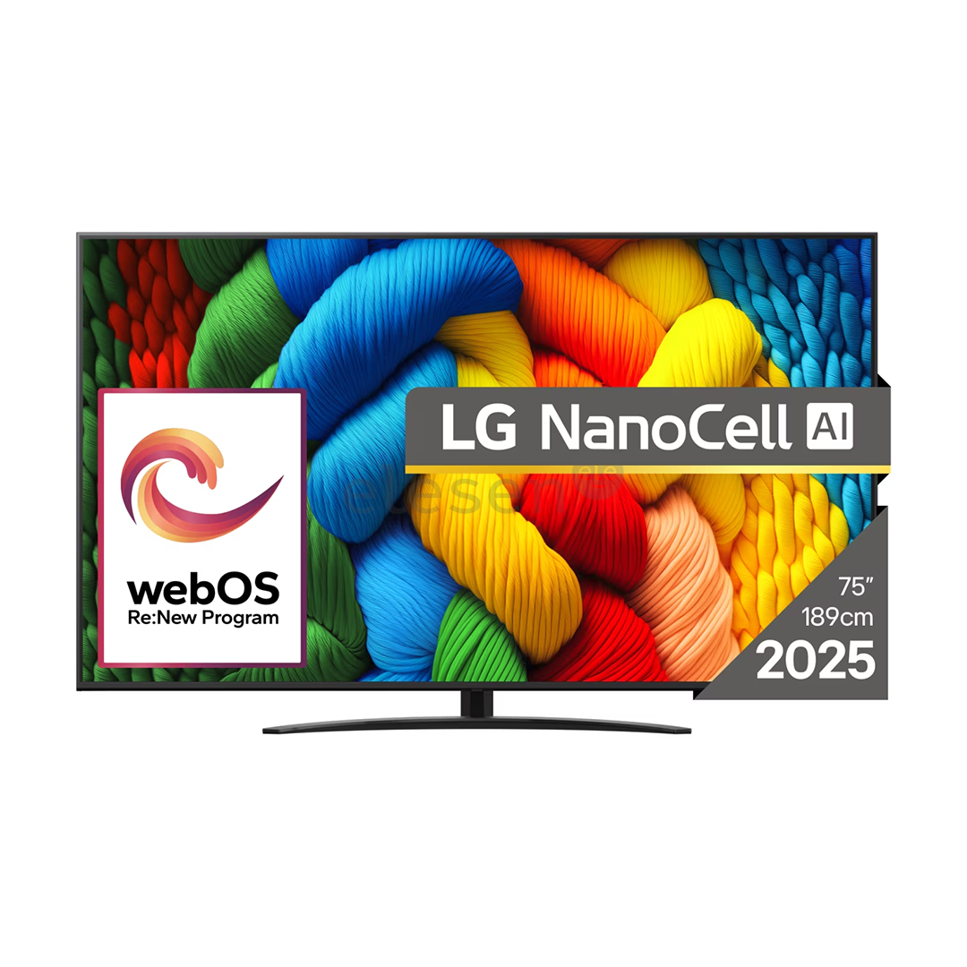 LG NANO81 AI, 75'', LED LCD, NanoCell, черный - Телевизор