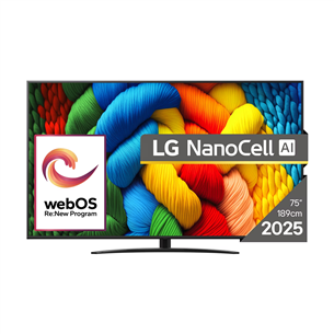 LG NANO81 AI, 86'', LED LCD, NanoCell, juodas - Televizorius 86NANO81A3A.AEU