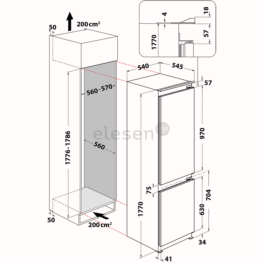 Whirlpool, 268 L, aukštis 177 cm - Įmontuojamas šaldytuvas