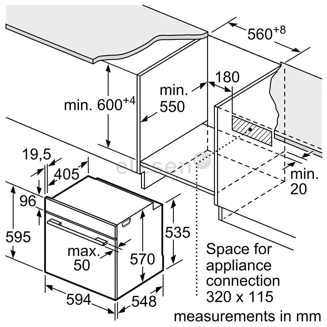 Bosch, 71 L, pirolizė, juoda - Įmontuojama orkaitė