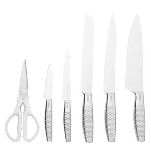 Ninja StaySharp, 6 dalių, nerūdijančio plieno/baltas - Peilių rinkinys su stovu