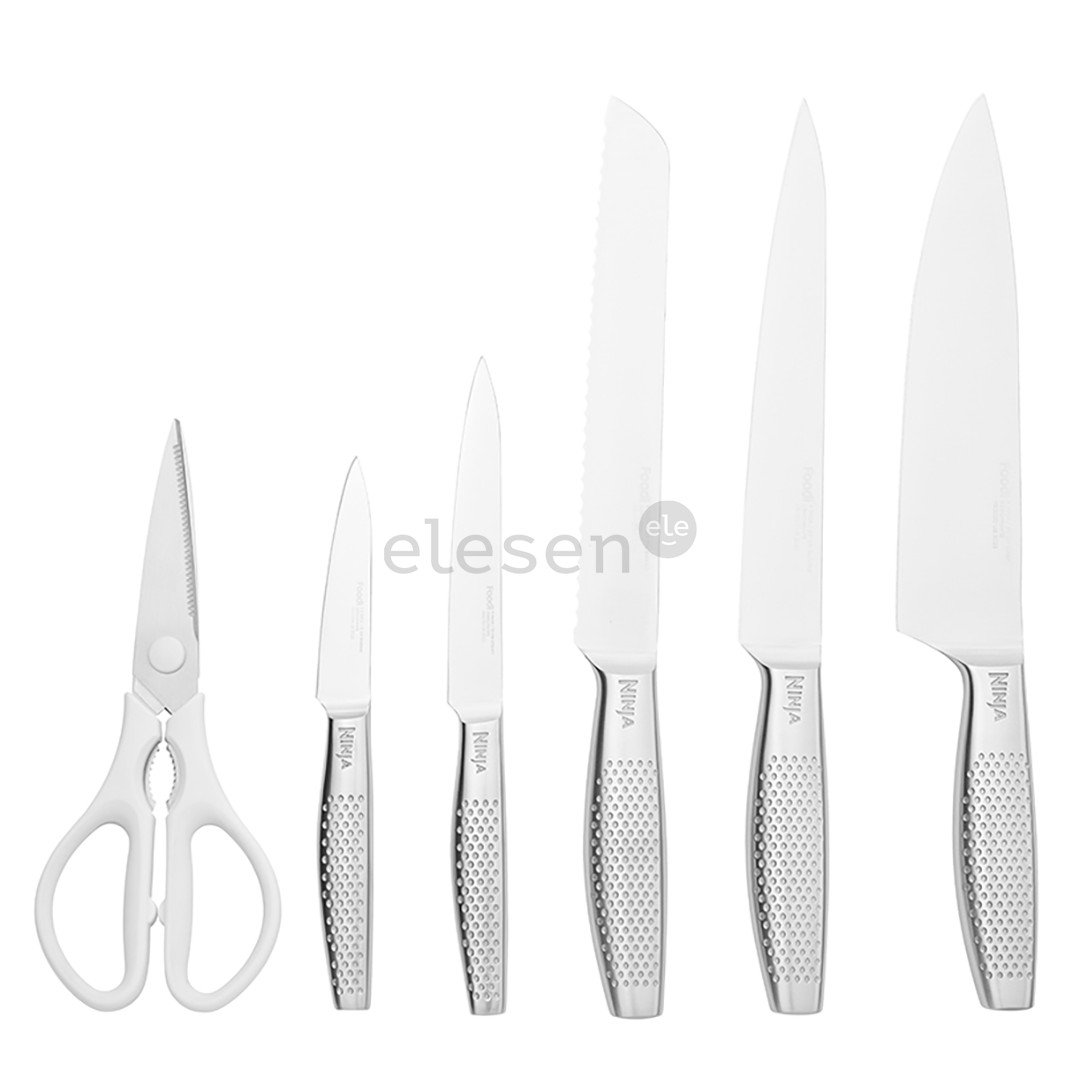 Ninja StaySharp, 6 dalių, nerūdijančio plieno/baltas - Peilių rinkinys su stovu
