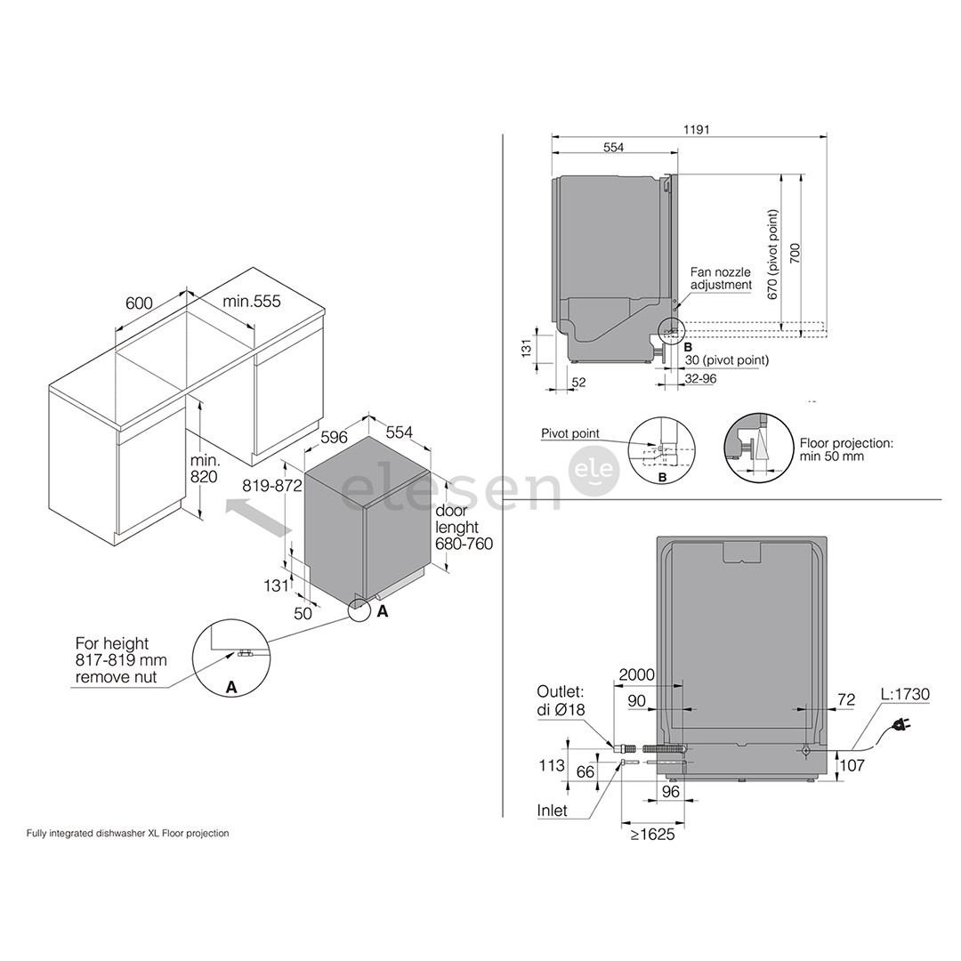 Asko, 14 комплектов посуды - Интегрируемая посудомоечная машина