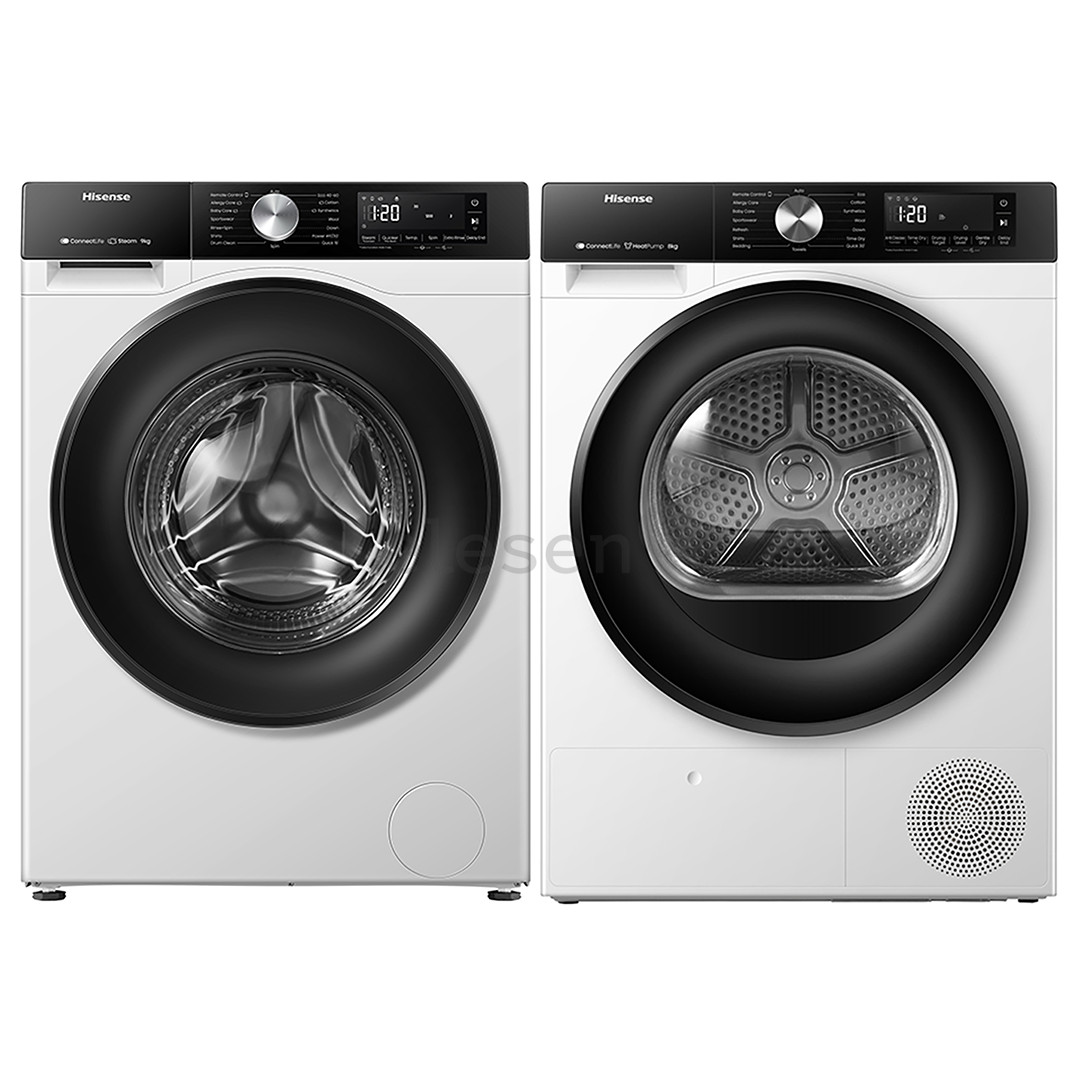 Hisense, 9 kg + 8 kg - Washing machine + clothes dryer