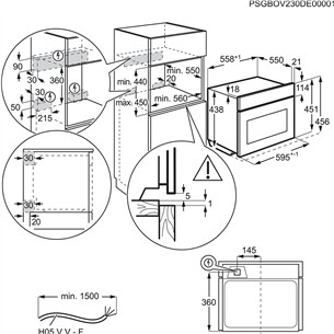 Electrolux, 44 L, su mikrobangų krosnelės funkcija, nerūdijančio plieno - Įmontuojama mini orkaitė su griliu