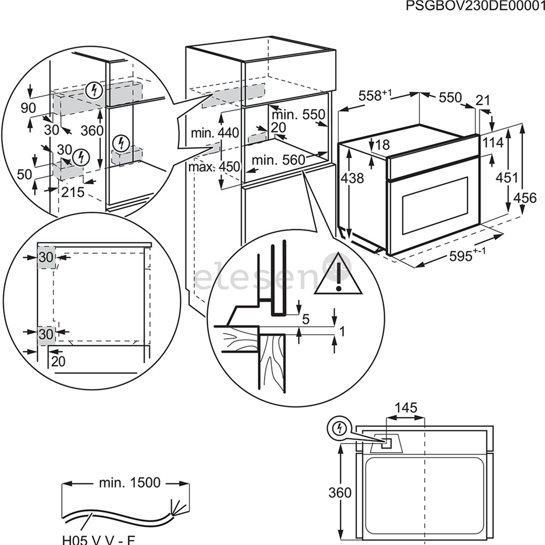 Electrolux, 44 L, su mikrobangų krosnelės funkcija, nerūdijančio plieno - Įmontuojama mini orkaitė su griliu