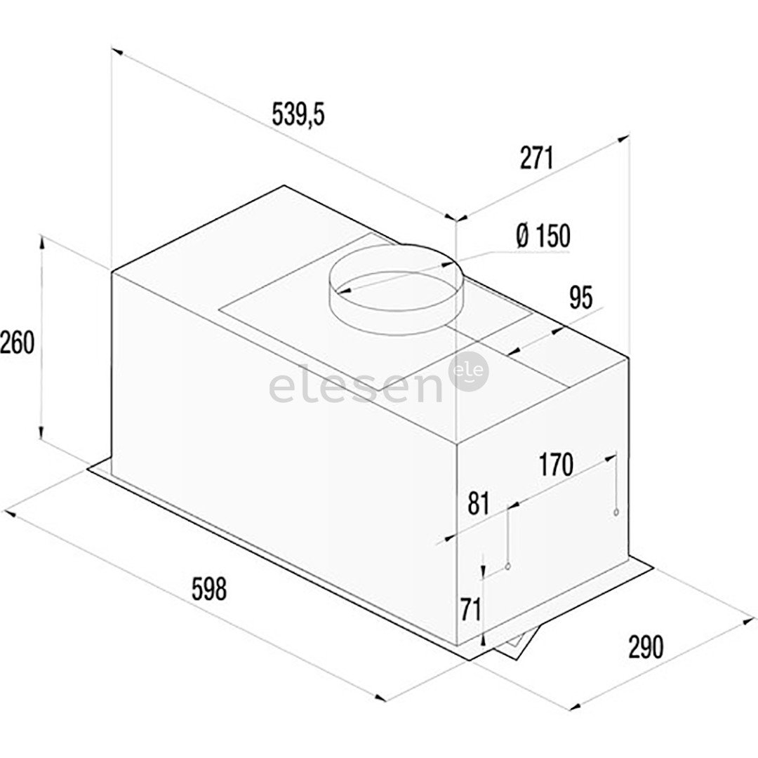 Hisense, 650 m³/val., plotis 60 cm, juodas - Įmontuojamas gartraukis