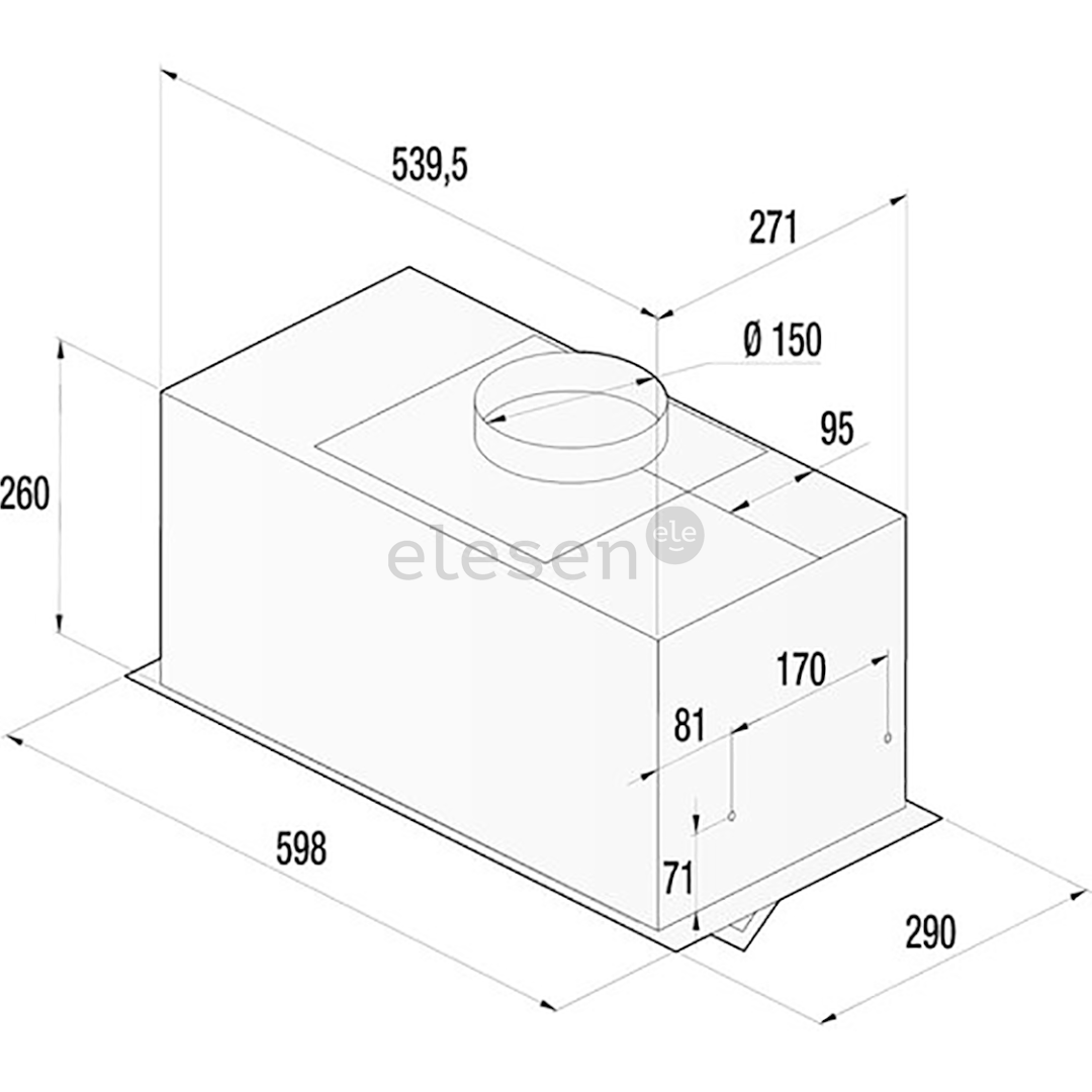 Hisense, 650 m³/h, width 60 cm, black - Built-in cooker hood