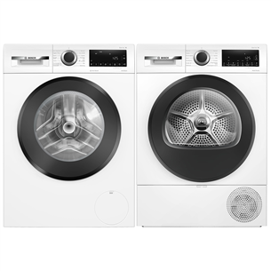 Bosch, 9 kg + 9 kg - Skalbimo mašina + džiovyklė WGG244Z0SN+WQG2420N