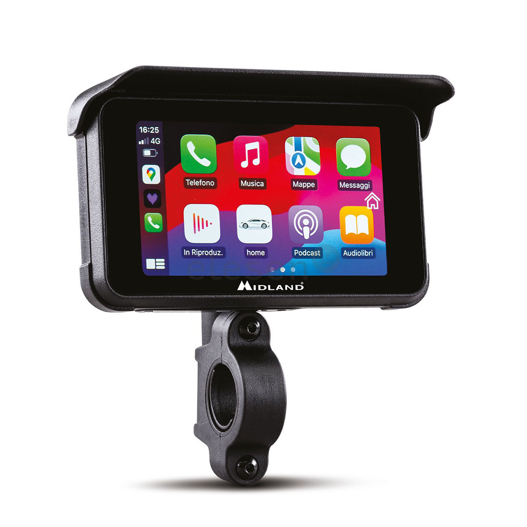 Midland BikePlay Guardian, Bluetooth, juoda - CarPlay ir Android Auto sistema motociklams