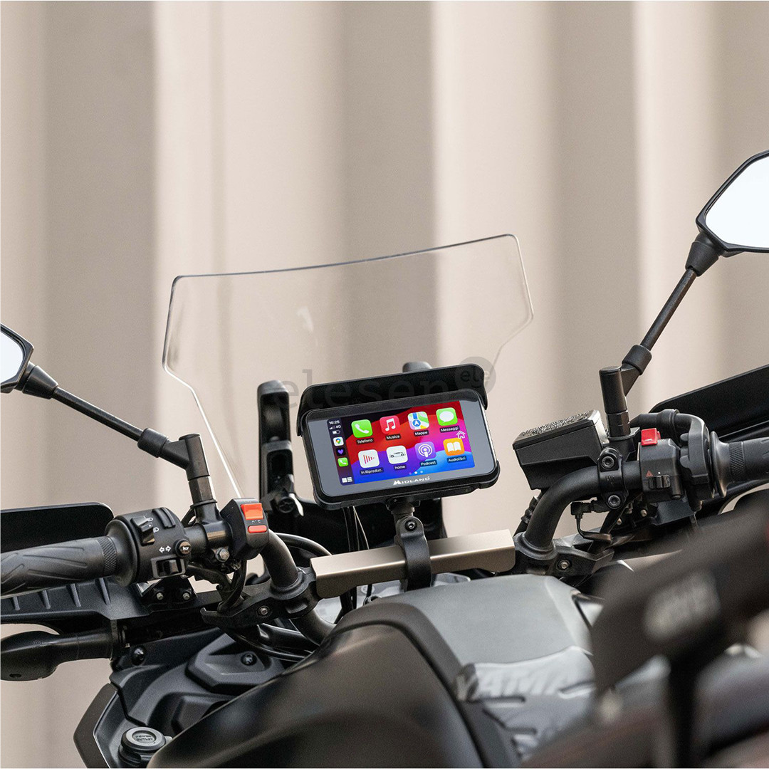 Midland BikePlay Guardian, Bluetooth, juoda - CarPlay ir Android Auto sistema motociklams