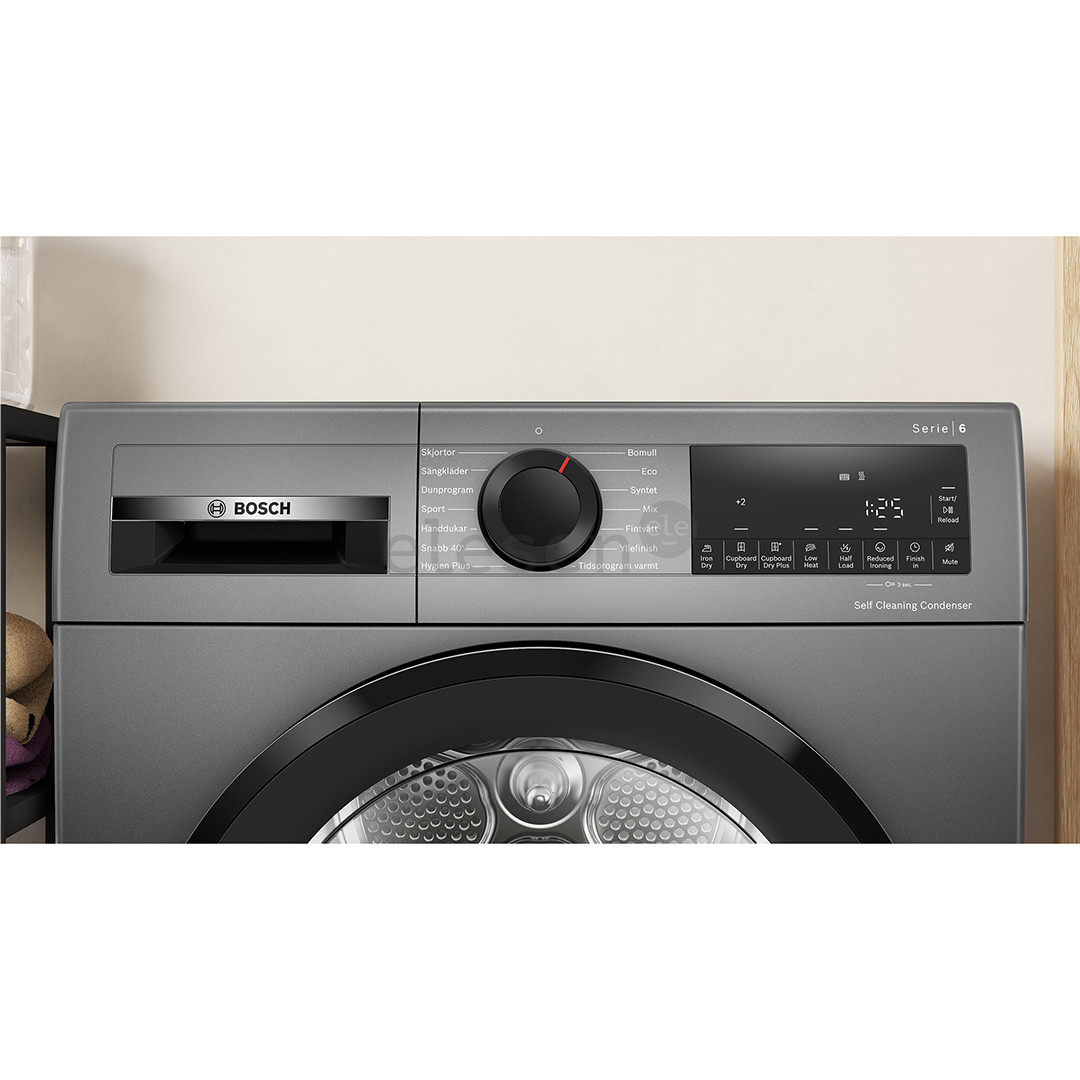 Bosch, Series 6, 9 kg, gylis 61.3 cm, pilka - Džiovyklė