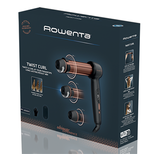 Rowenta Twist Curl, juodos/rožinės - Plaukų garbanojimo žnyplės