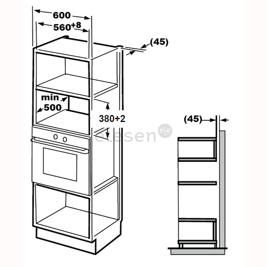 Beko, 25 L, 1450 W, white - Built-in microwave oven with grill