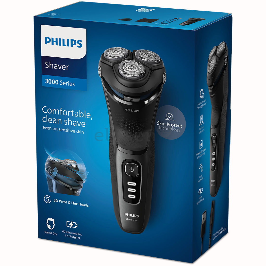 Philips 3000 Series, Wet & Dry, pilka - Barzdaskutė