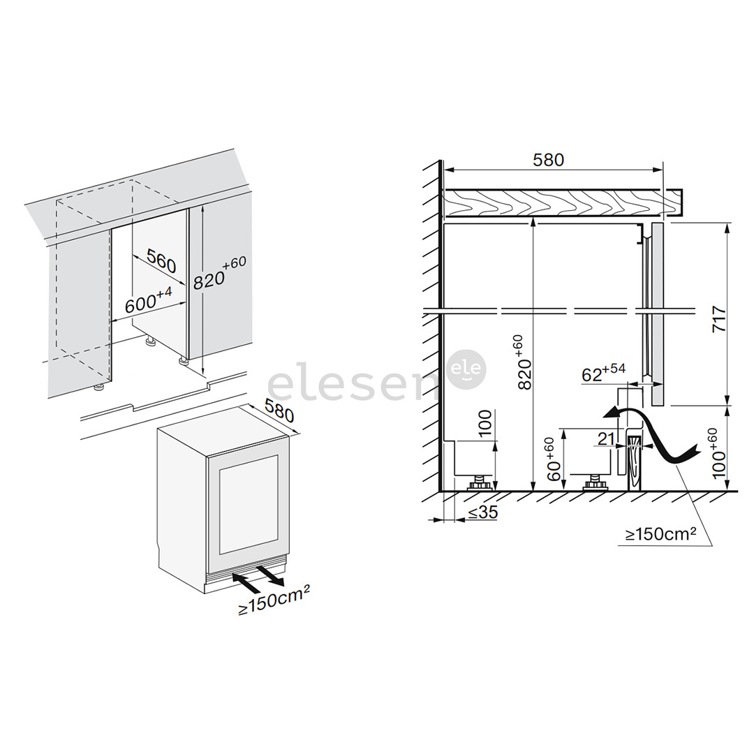 Miele, 32 buteliai, aukštis 82 cm, juodas - Įmontuojamas vyno šaldytuvas