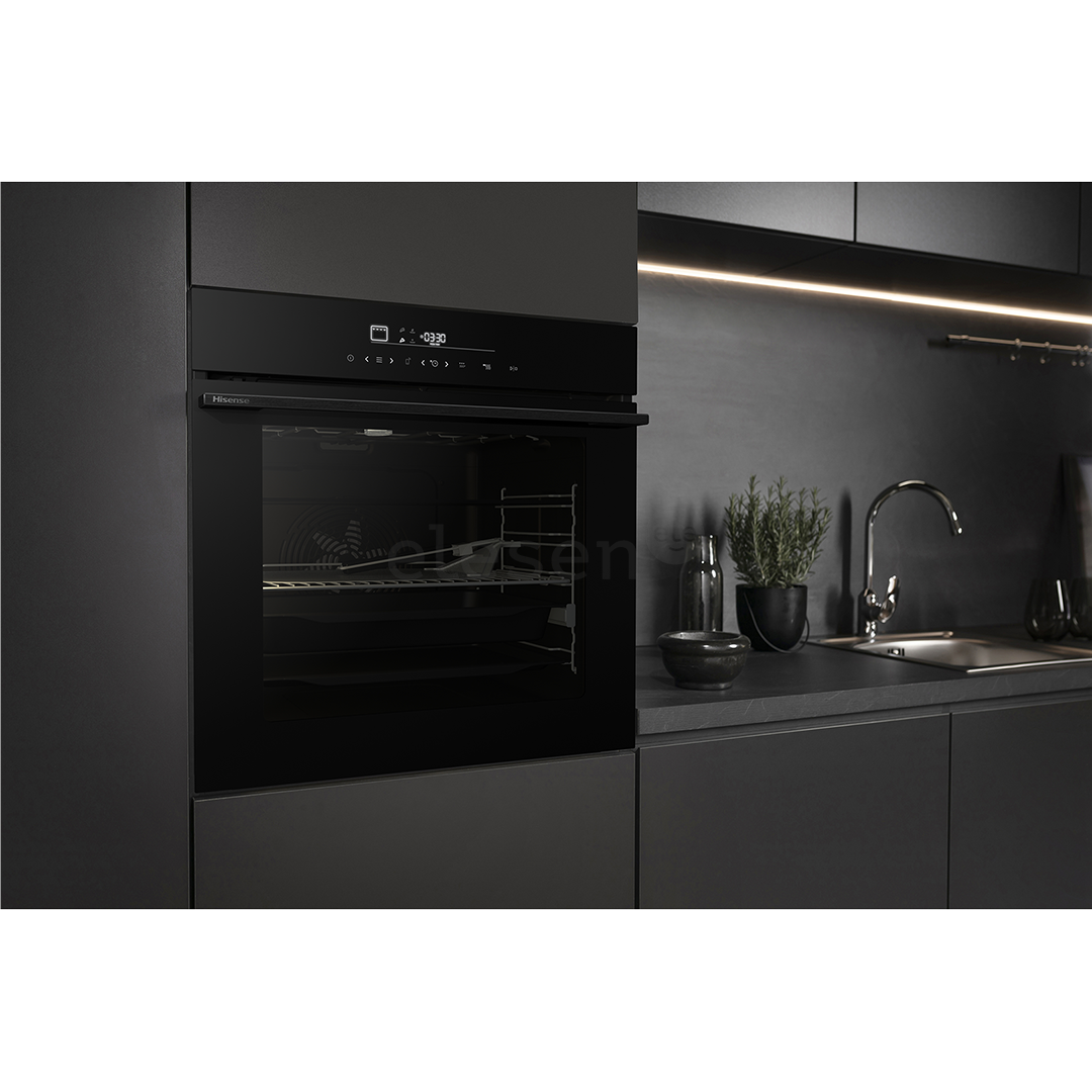Hisense, 77 л, пиролитическая очистка, черный - Интегрируемый духовой шкаф