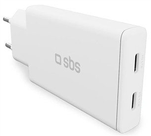 SBS Wall Charger, 2xUSB-C, 67 Вт, белый - Зарядное устройство TETRGAN2C70SLIM