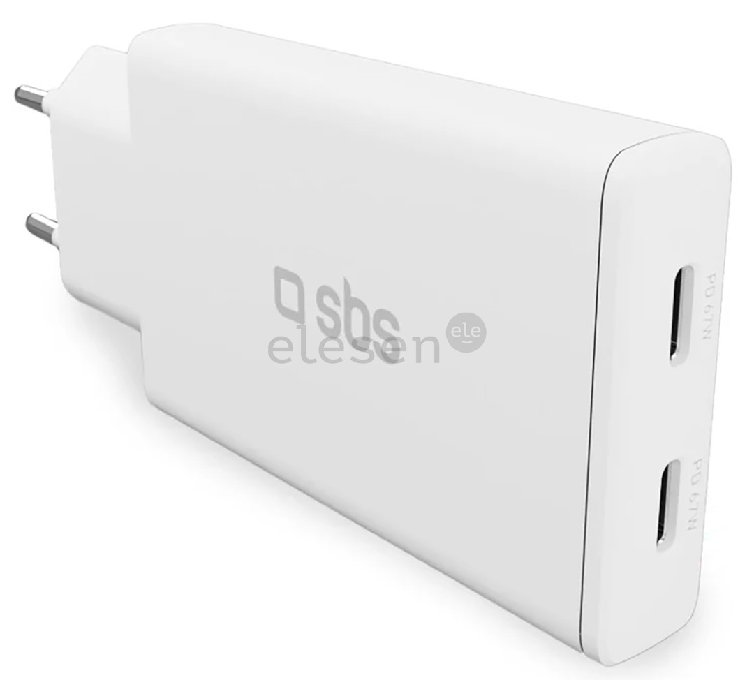 SBS Wall Charger, 2xUSB-C, 67 W, white - Wall charger
