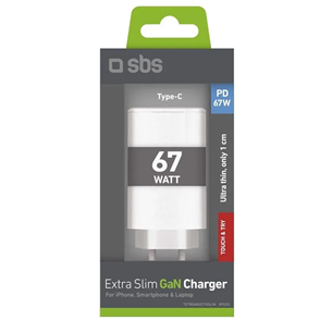 SBS Wall Charger, 2xUSB-C, 67 W, baltas - Įkroviklis
