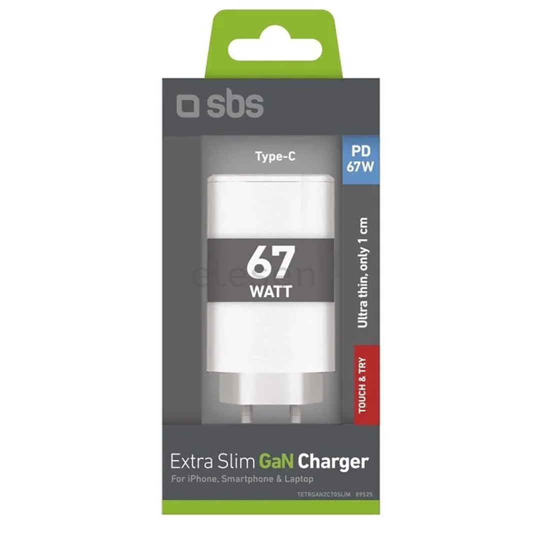 SBS Wall Charger, 2xUSB-C, 67 W, baltas - Įkroviklis