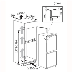 Hisense, NoFrost, 246 L, aukštis 178 cm - Įmontuojamas šaldytuvas