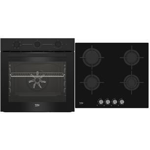 Beko, 72 L, juoda - Įmontuojama orkaitė + dujinė kaitlentė BBIE11100B+HILG64222