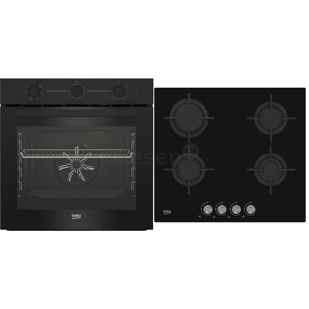 Beko, 72 L, black - Built-in oven + Gas Hob