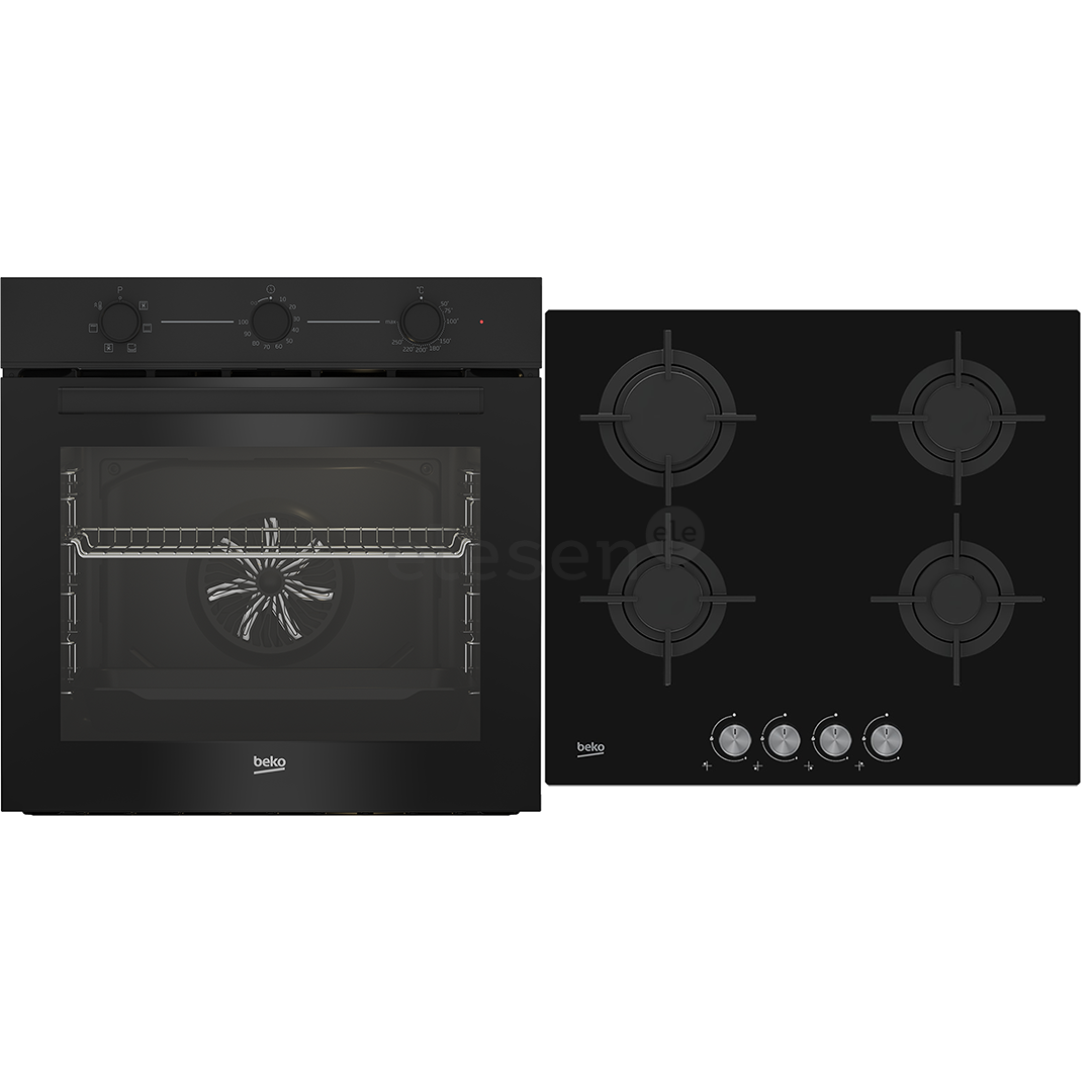 Beko, 72 L, black - Built-in oven + Gas Hob
