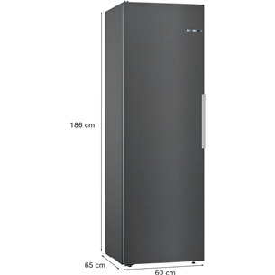 Bosch Series 4, aukštis 186 cm, 346 L, juodas - Šaldytuvas