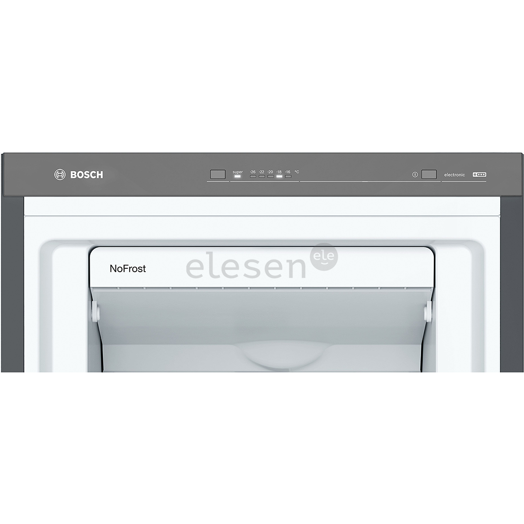 Bosch, Series 4, NoFrost, 242 L, aukštis 186 cm, juodas - Šaldiklis