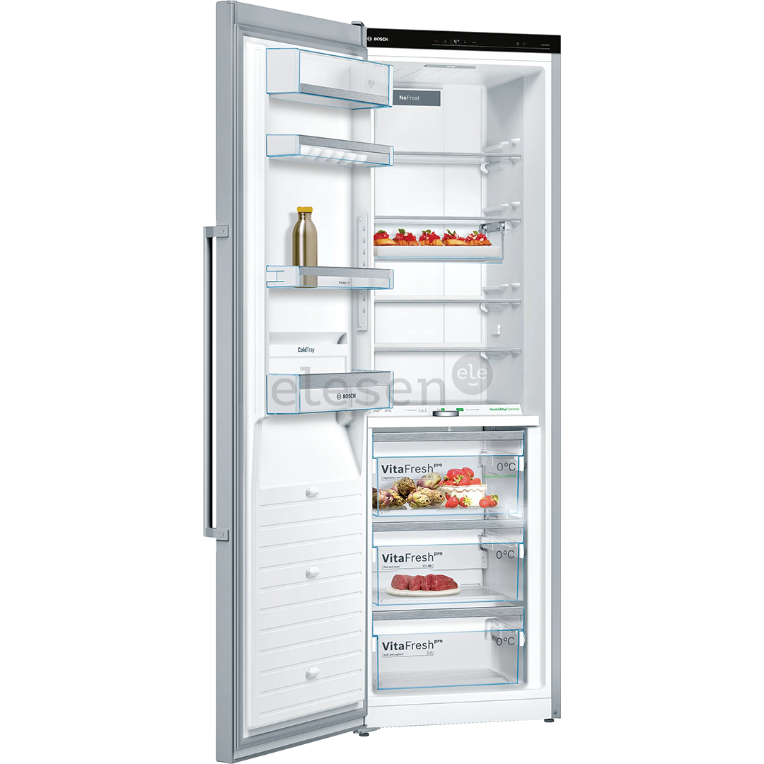 Bosch Series 8, No Frost, 309 L, aukštis 186 cm, nerūdijančio plieno - Šaldytuvas
