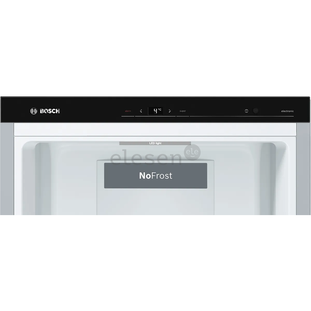 Bosch Series 8, No Frost, 309 L, aukštis 186 cm, nerūdijančio plieno - Šaldytuvas