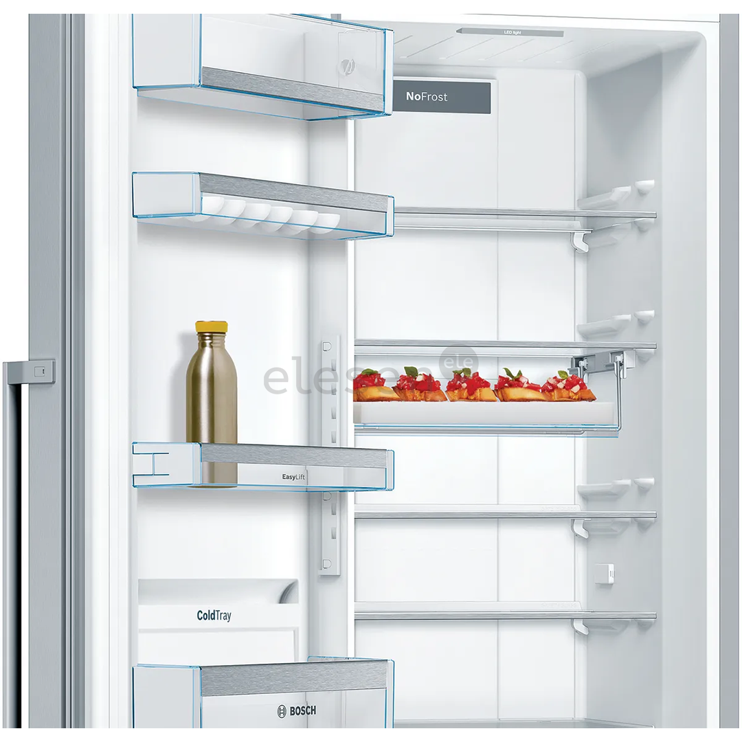 Bosch Series 8, No Frost, 309 L, aukštis 186 cm, nerūdijančio plieno - Šaldytuvas